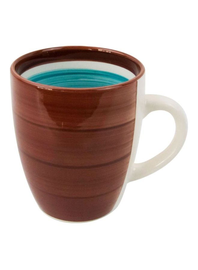 RAJ Stoneware Coffee Mug Brown/White/Green 354ml  - Image 1
