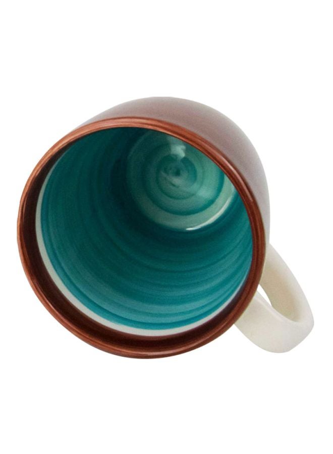 RAJ Stoneware Coffee Mug Brown/White/Green 354ml  - Image 2