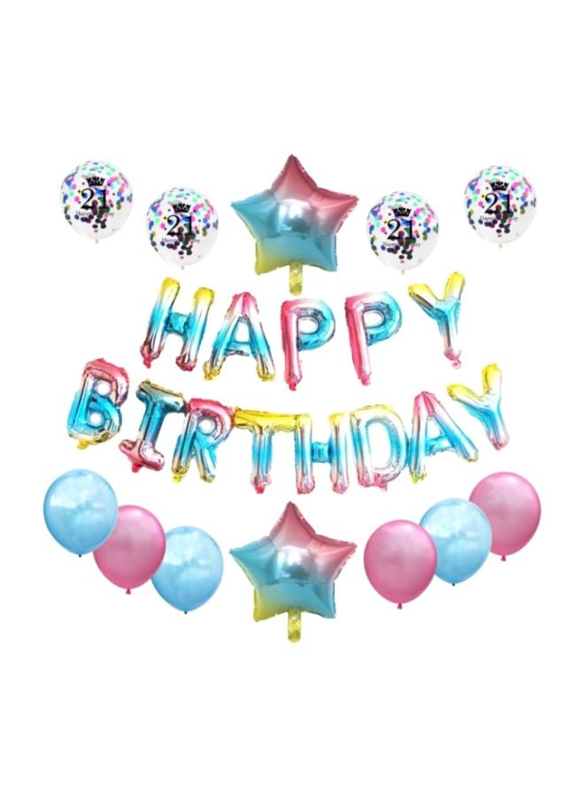 بيوينتي مجموعة بالونات بتصميم يشكل عبارة "Happy Birthday" لعيد الميلاد الواحد والعشرين من 25 قطعة - Image 1