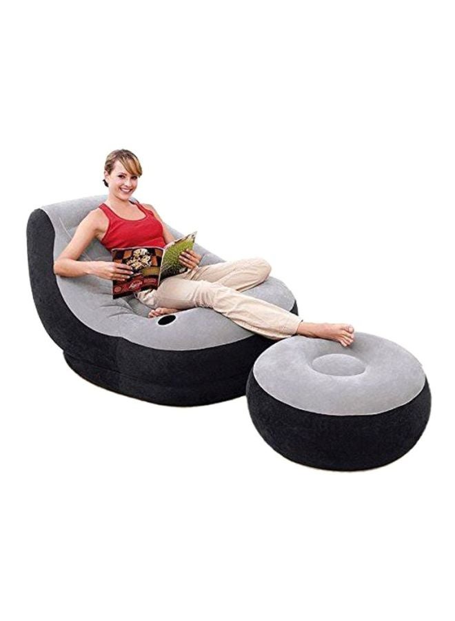 INTEX Ultra Lounge Inflatable Chair With Footrest Grey/Black  - Image 2