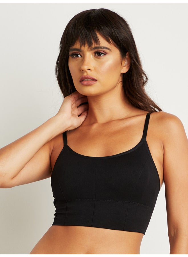 Closet By Styli - Seamfree Padded Crop Top Black - Image 1
