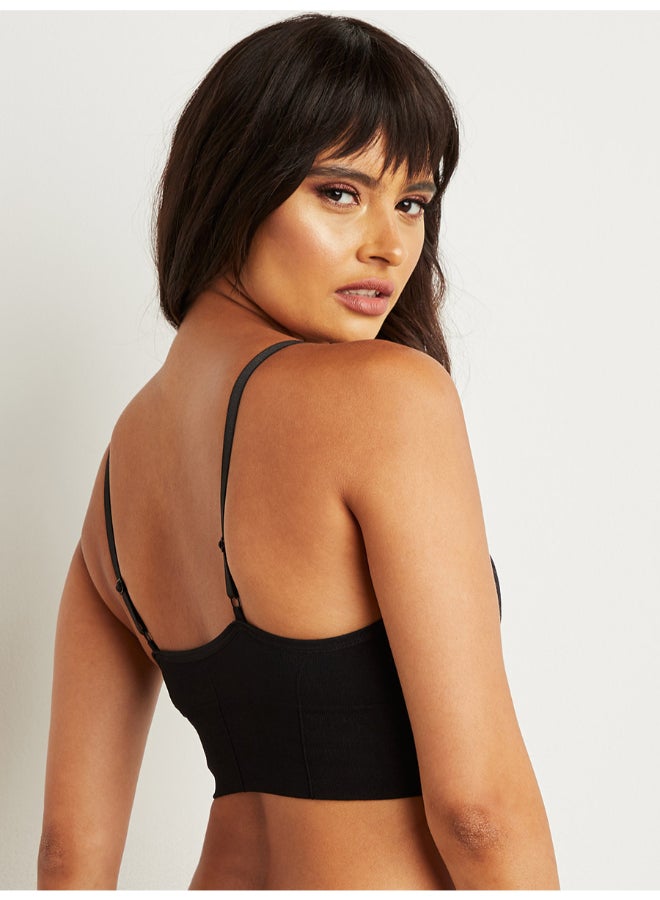 Closet By Styli - Seamfree Padded Crop Top Black - Image 1
