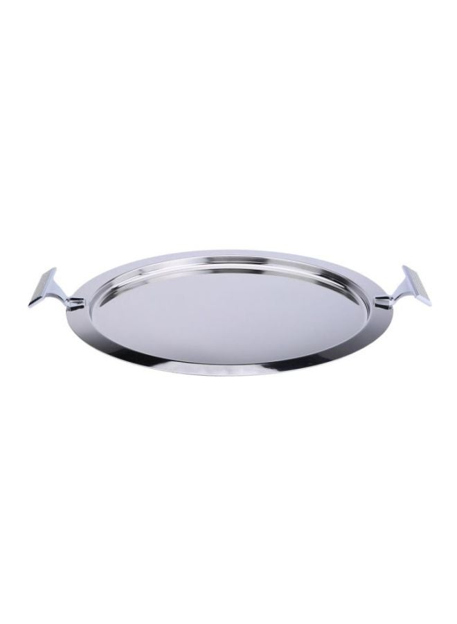 Glitter Stainless Steel Tray Round Silver 47x40cm - v1614261436/N11627518A_1