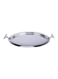 REGENT Glitter Stainless Steel Tray Round Silver 47x40cm  - Image 1