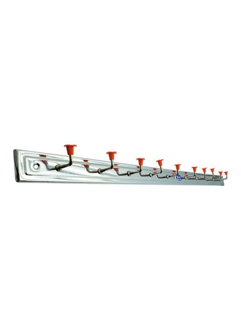 Wall Hanger With 10 Hooks Silver 10 Hook Silver 65cm