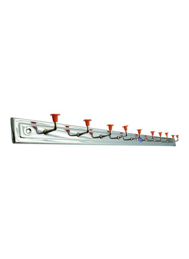 RAJ - Wall Hanger With 10 Hooks Silver 10 Hook Silver 65cm - Image 1