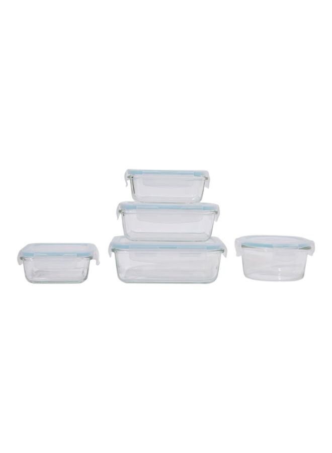TALIONA Boro Pro 5-Piece Food Storage Container Set with Lid Blue/Clear 13.6x32cm - Image 1