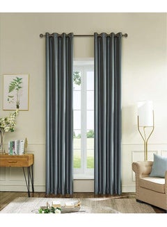 Lushh 2 Piece Thermal Coating Curtain With Hemming Strip Dark Grey  - Image 1