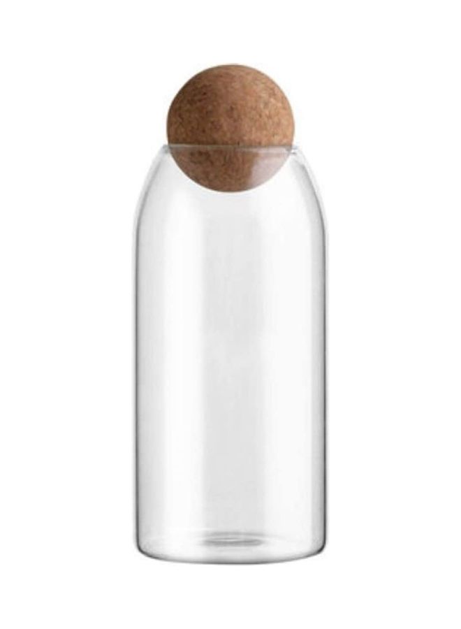 Lushh Food Storage Jar With Round Ball Cork Lid Clear 1200ml - Image 1