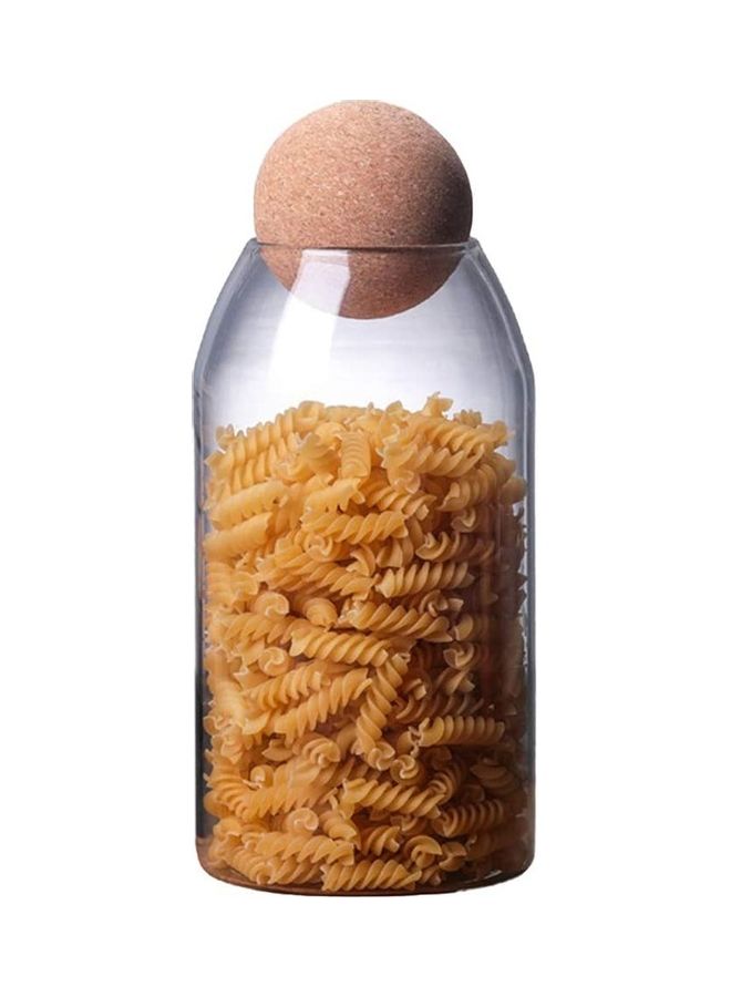 Lushh Food Storage Jar With Round Ball Cork Lid Clear 1200ml - Image 2