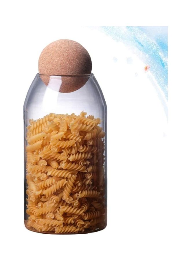 Lushh Food Storage Jar With Round Ball Cork Lid Clear 1200ml - Image 4