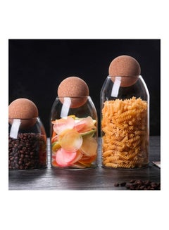 Lushh Food Storage Jar With Round Ball Cork Lid Clear 1200ml  - Image 3