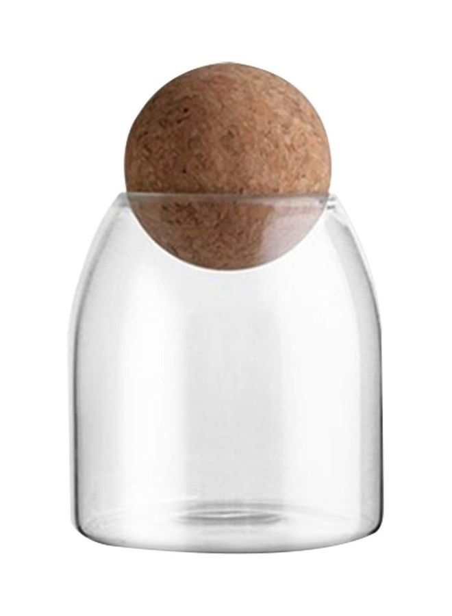 Lushh Food Storage Jar With Round Ball Cork Lid Clear 550ml - Image 1