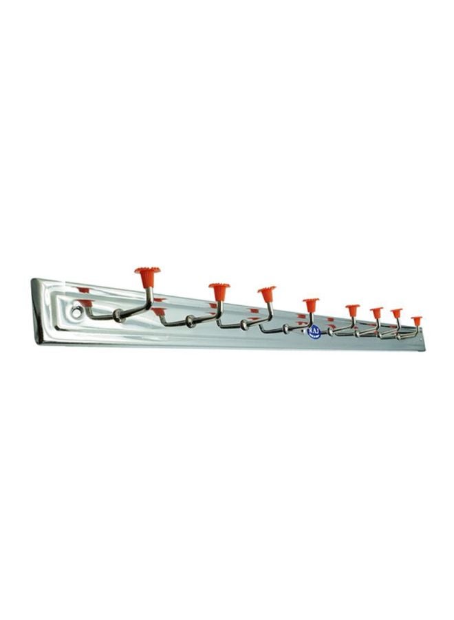 RAJ Wall Hanger With 8 Hooks Silver Silver/Red 56cm 