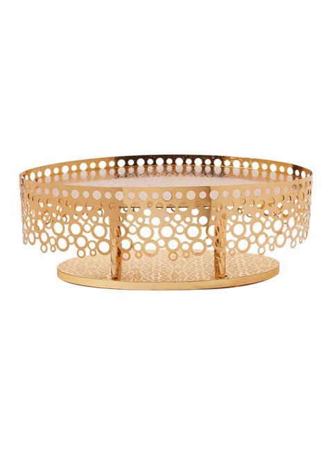 Oval Shape Metal Tray Gold ‎32 x 32 x 12.5cm