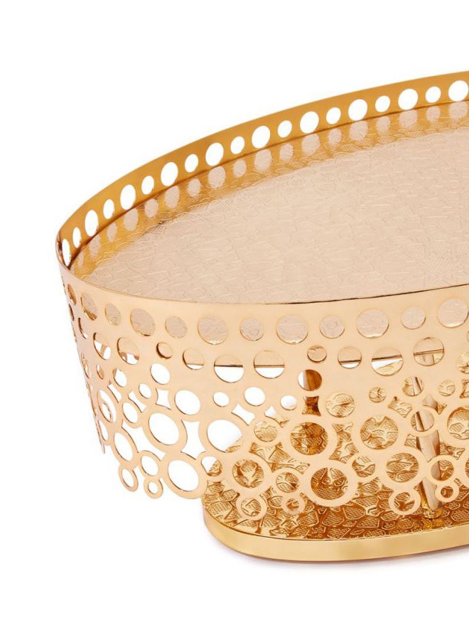 Opalina - Oval Shape Metal Tray Gold ‎32 x 32 x 12.5cm - Image 1