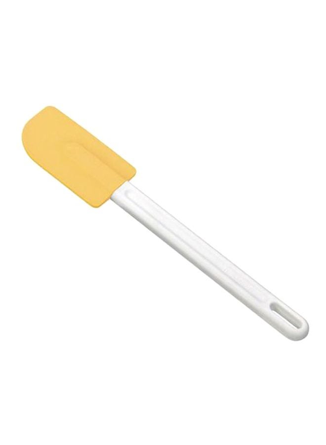ملعقة مسطحة من السيليكون أبيض/أصفر 26سم