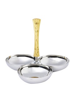 REGENT Onda Gold 3 Compartment Snack Bowl Multicolour Standard Silver/Brown 20x18x16cm  - Image 1