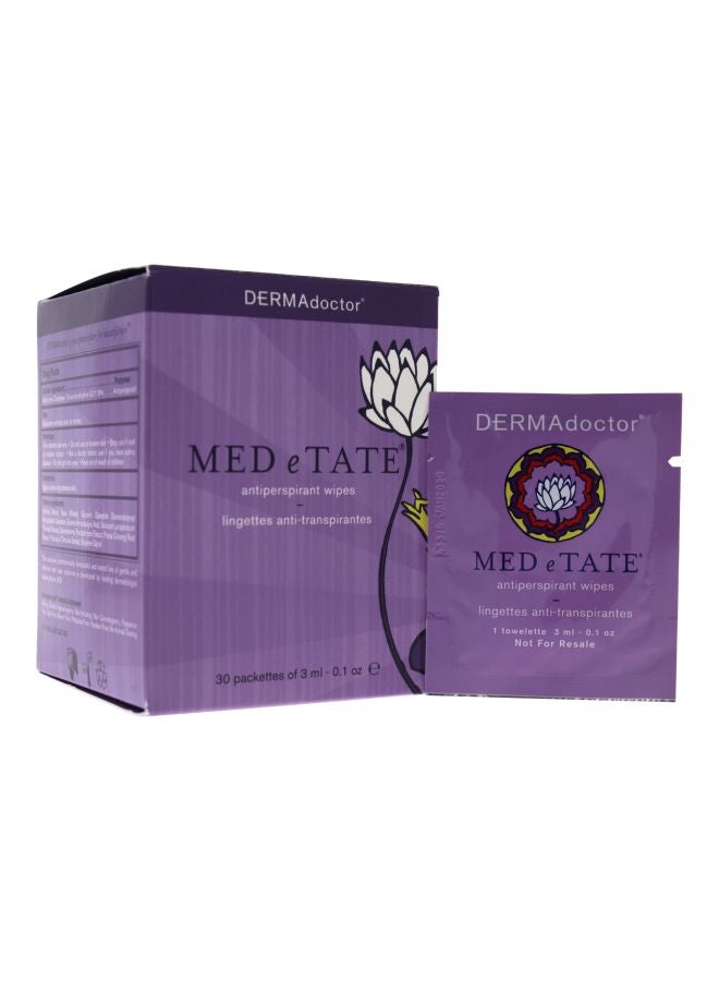 DERMAdoctor Med E Tate Antiperspirant Wipes - 30 Count 30x3ml - Image 1
