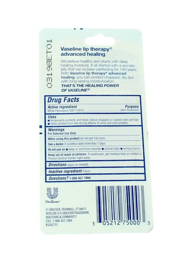 Vaseline Lip Therapy Advanced Formula 0.35 Oz (Pack Of 4) 10ml - Image 2