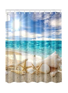 Cool Baby Sea Printed Shower Curtain Blue/Beige/White 120 x 180cm 