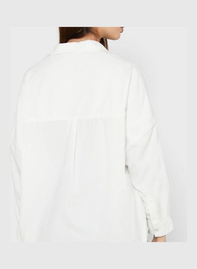French Connection Viro Pleat Detail Placket Shirt White - Image 2
