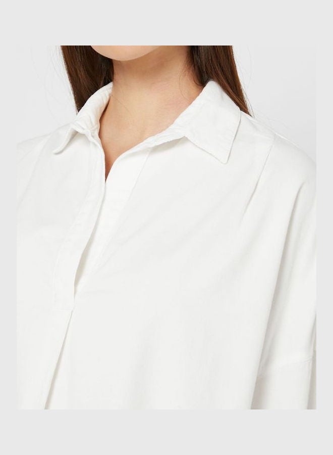 French Connection Viro Pleat Detail Placket Shirt White - Image 3
