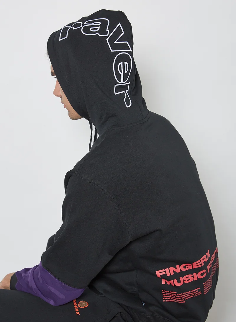 FINGERCROXX Colorblock Hoodie Black