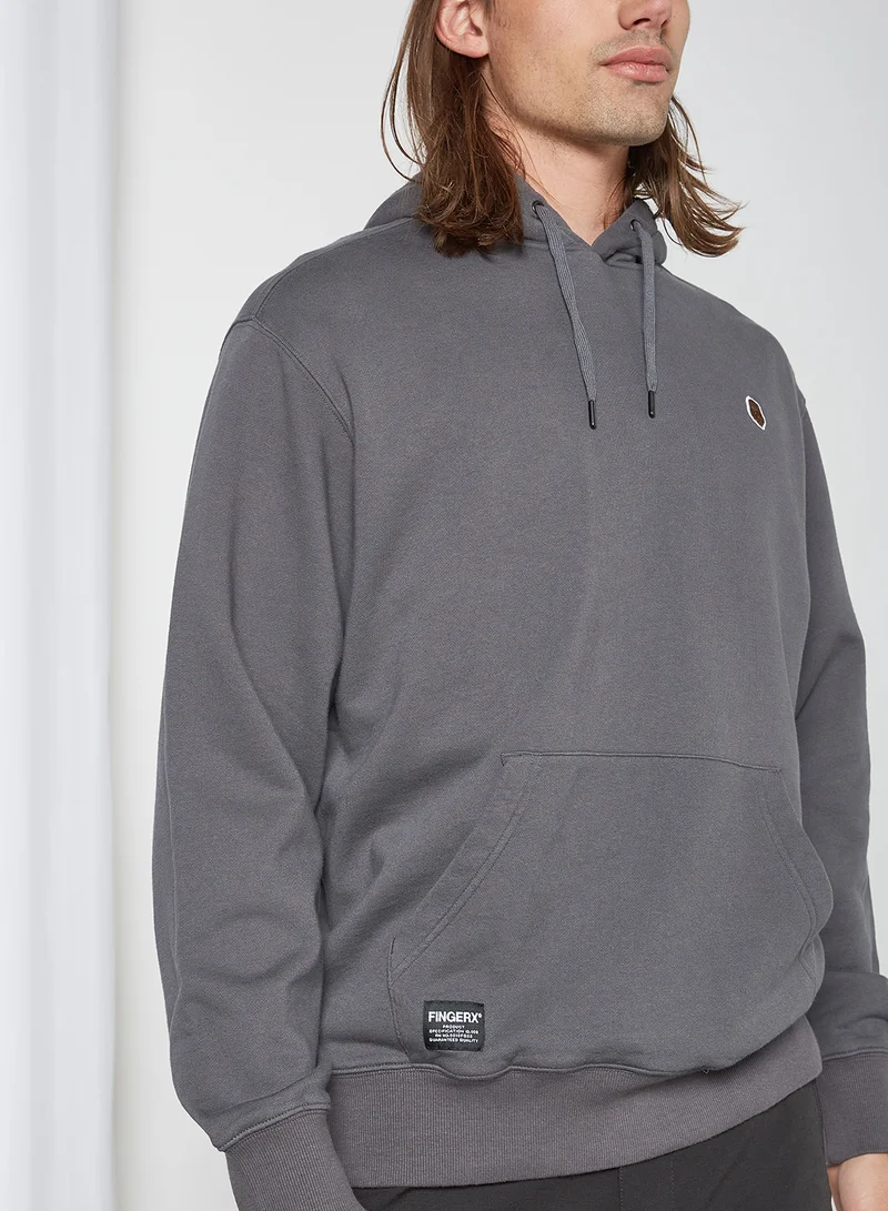 FINGERCROXX Solid Logo Hoodie Black Dark Grey