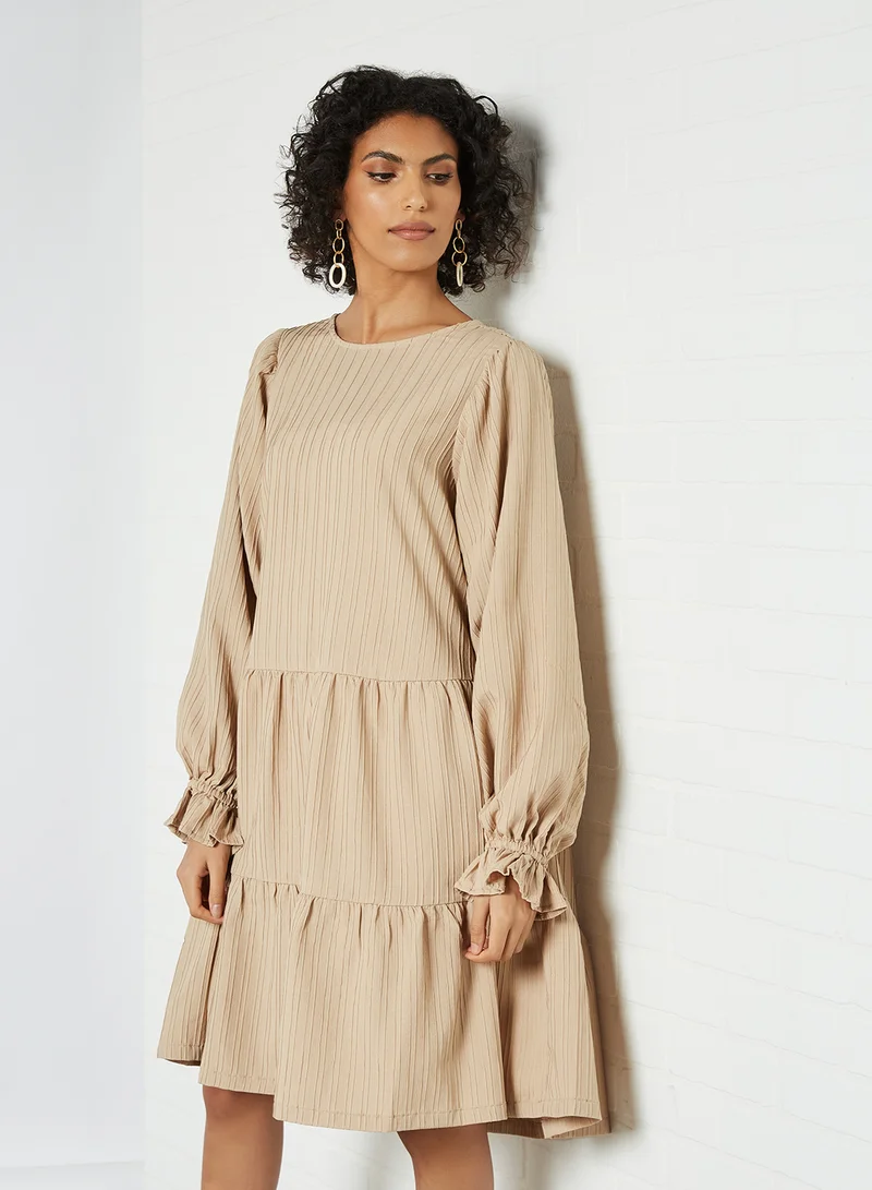 SELECTED FEMME Long Sleeve Self-Stripe Dress