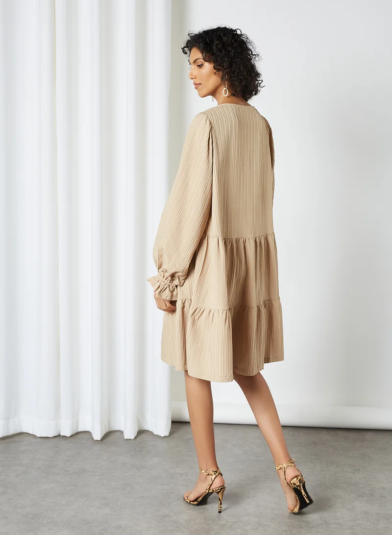 SELECTED FEMME Long Sleeve Self-Stripe Dress