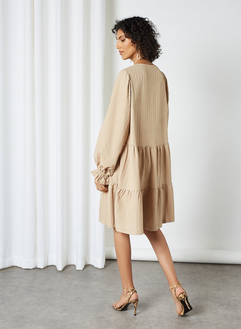 SELECTED FEMME - Long Sleeve Self-Stripe Dress Nomad - Image 1