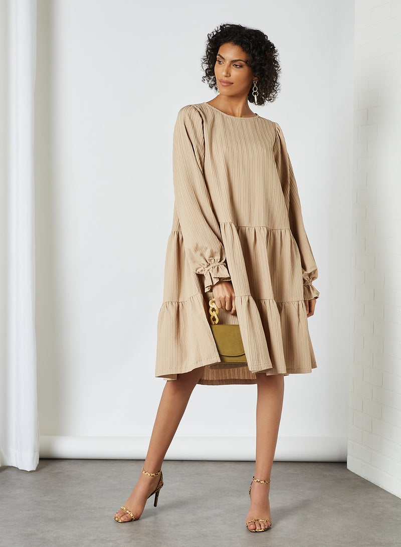 SELECTED FEMME - Long Sleeve Self-Stripe Dress Nomad - Image 1