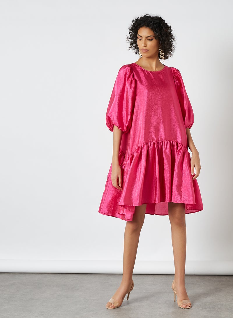 Puff Sleeve Oversized Dress Very Berry - v1614279537/N44091131V_3