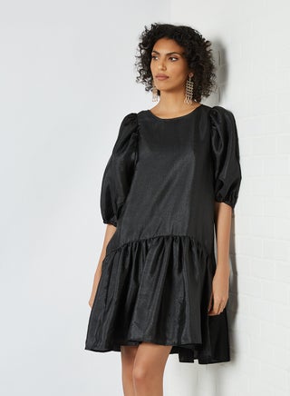 Puff Sleeve Oversized Dress Black - v1614279540/N44091127V_1
