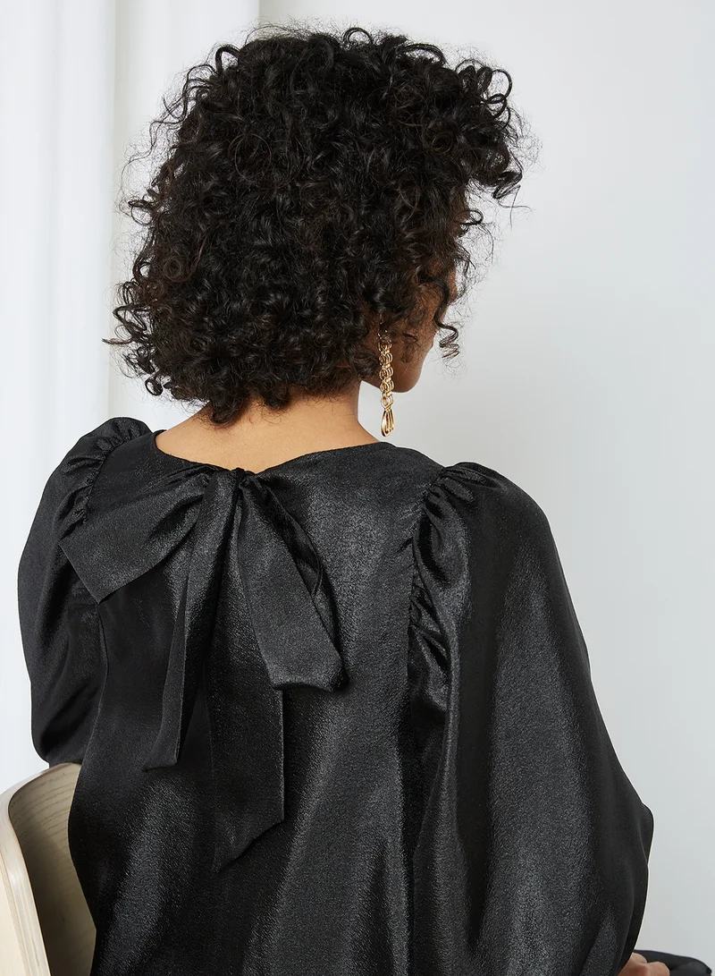 سيليكتد فيم Puff Sleeve Dress أسود