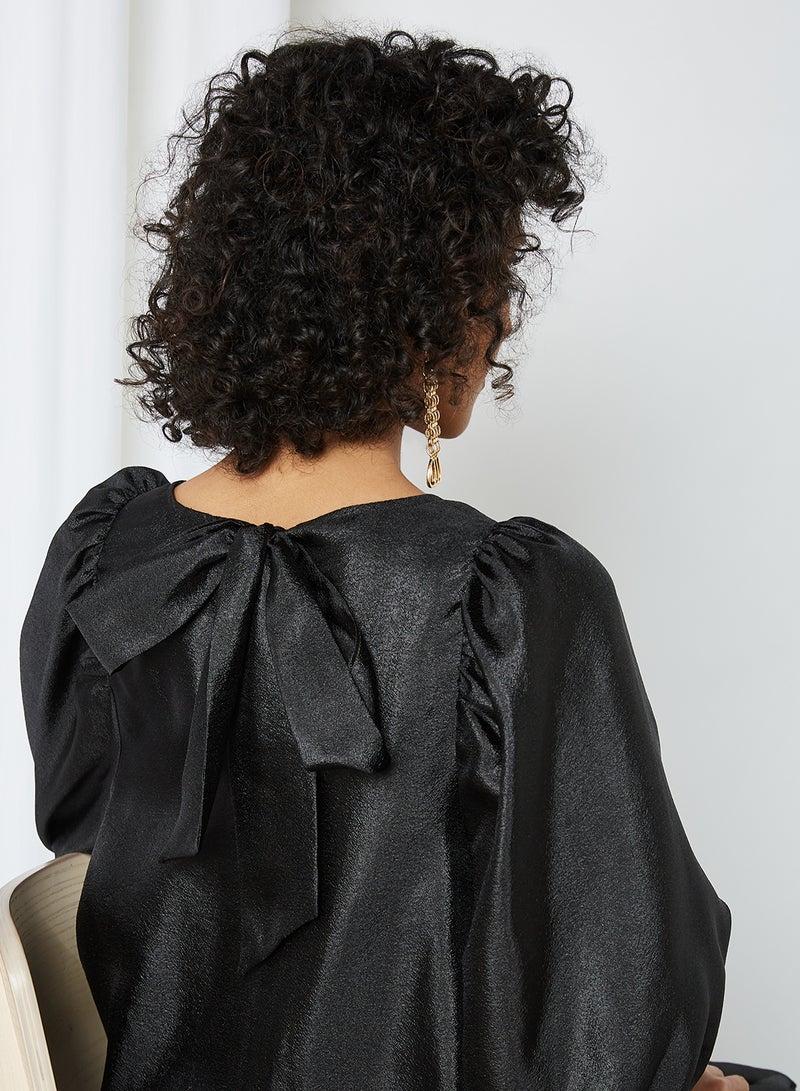 Puff Sleeve Oversized Dress Black