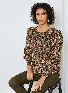 Y.A.S Floral Print Smock Top Black  - Image 1