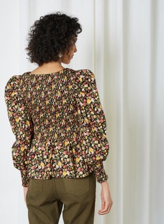 Y.A.S Floral Print Smock Top Black  - Image 2