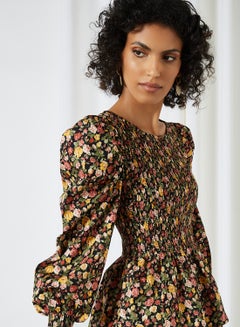 Y.A.S Floral Print Smock Top Black  - Image 4