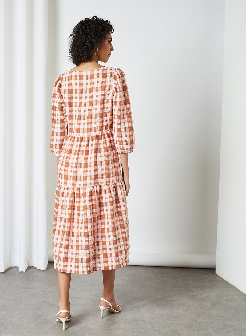 Y.A.S - Tiered Checked Dress Mellow Rose - Image 1