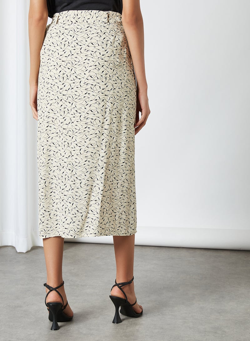 SELECTED FEMME - Floral Print Wrap Skirt Sand - Image 1