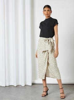 SELECTED FEMME Floral Print Wrap Skirt Sand  - Image 3