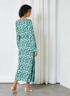 Y.A.S Floral Wrap Dress Black/green  - Image 2