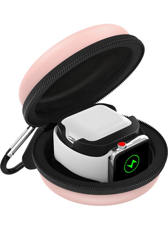 2-In-1 Protective Charging Storage Box For Apple Watch 1/2/3/4/5/6 Pink