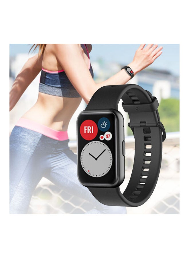 Replacement Silicone Band For Huawei Watch Fit Black - Image 3