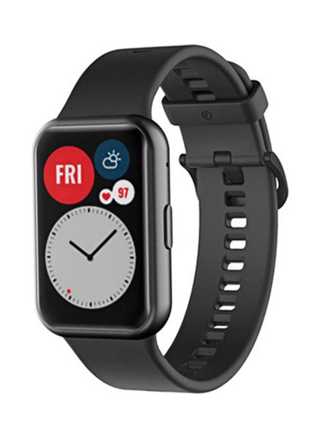 Replacement Silicone Band For Huawei Watch Fit Black - Image 2