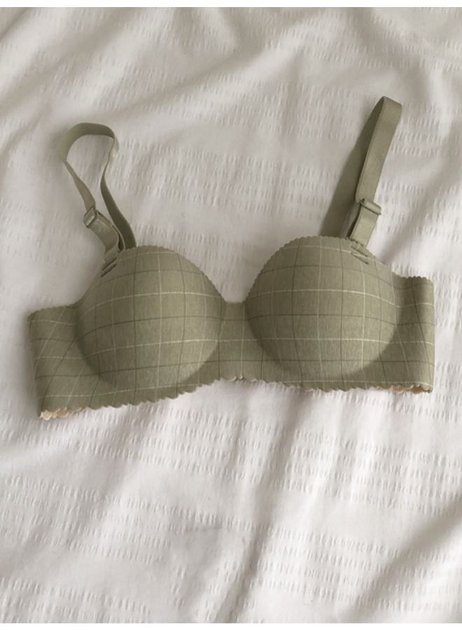Wireless Push Up Demi-cup Seamless Bra Green 