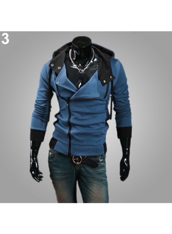 Slim Fit Zipper Hoodie Dark Blue