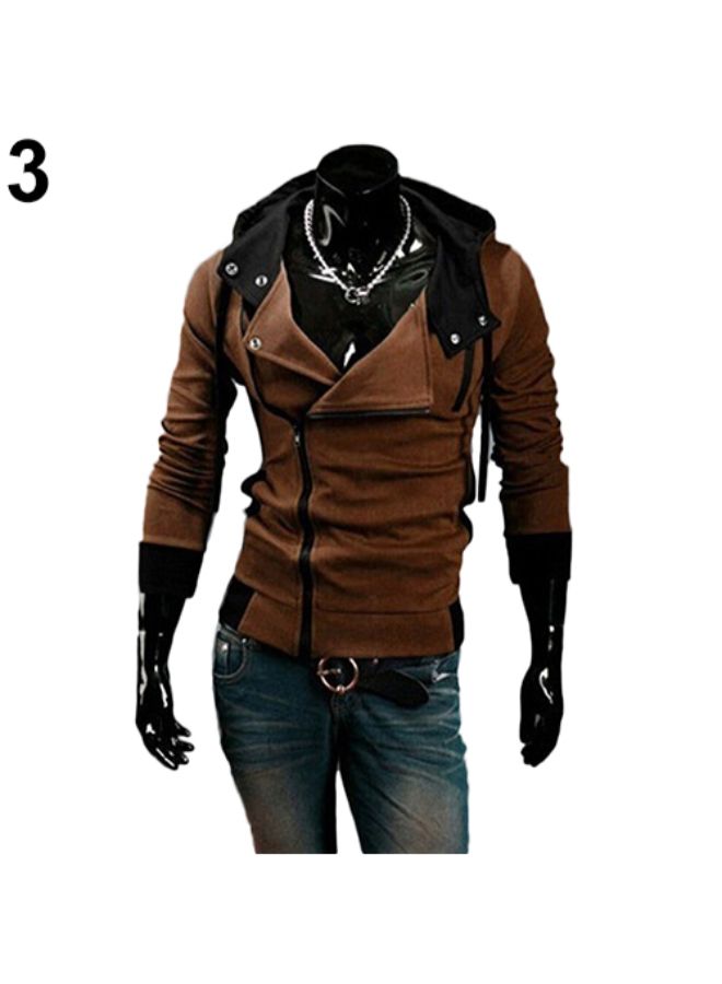 Slim Fit Zipper Hoodie Coffee